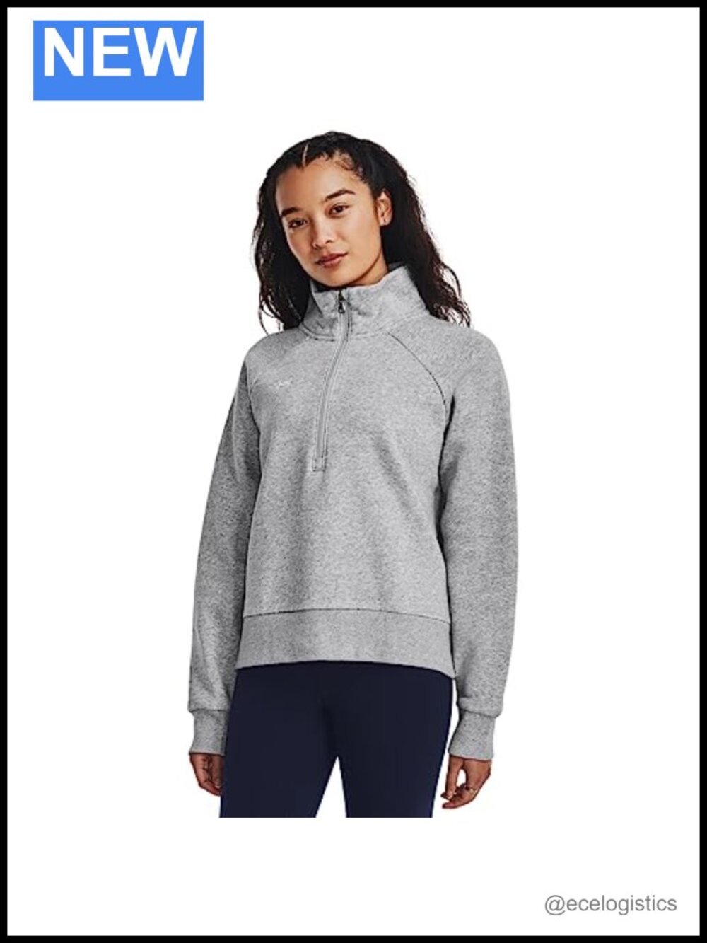 Half Zip Fleece Pullover Sweatshirt Long Sleeve Cotton Blend Women's